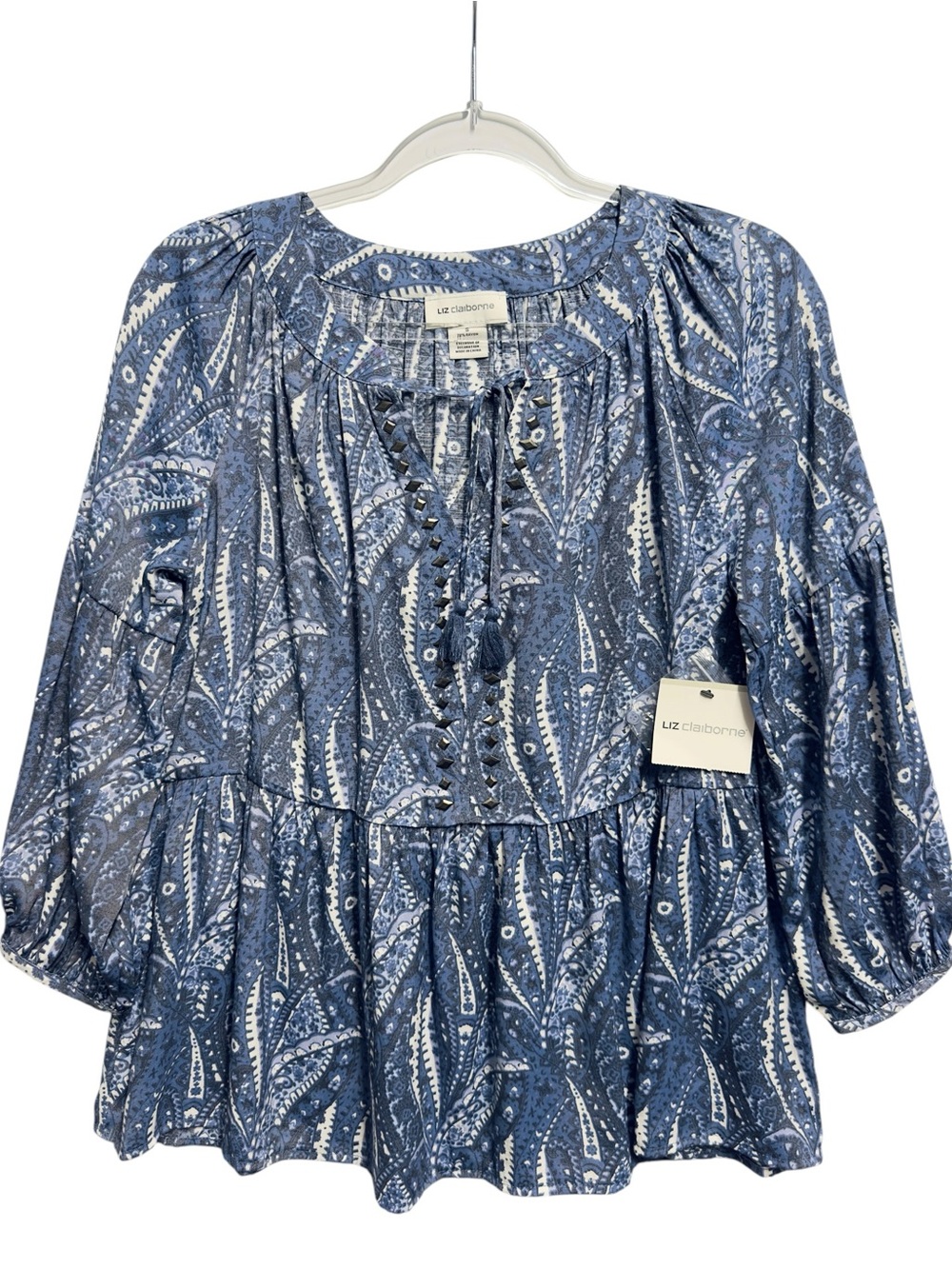 Rayon Knit Chambray Twill Floral Garden Paisley Peasant Peplum Babydoll Blouse